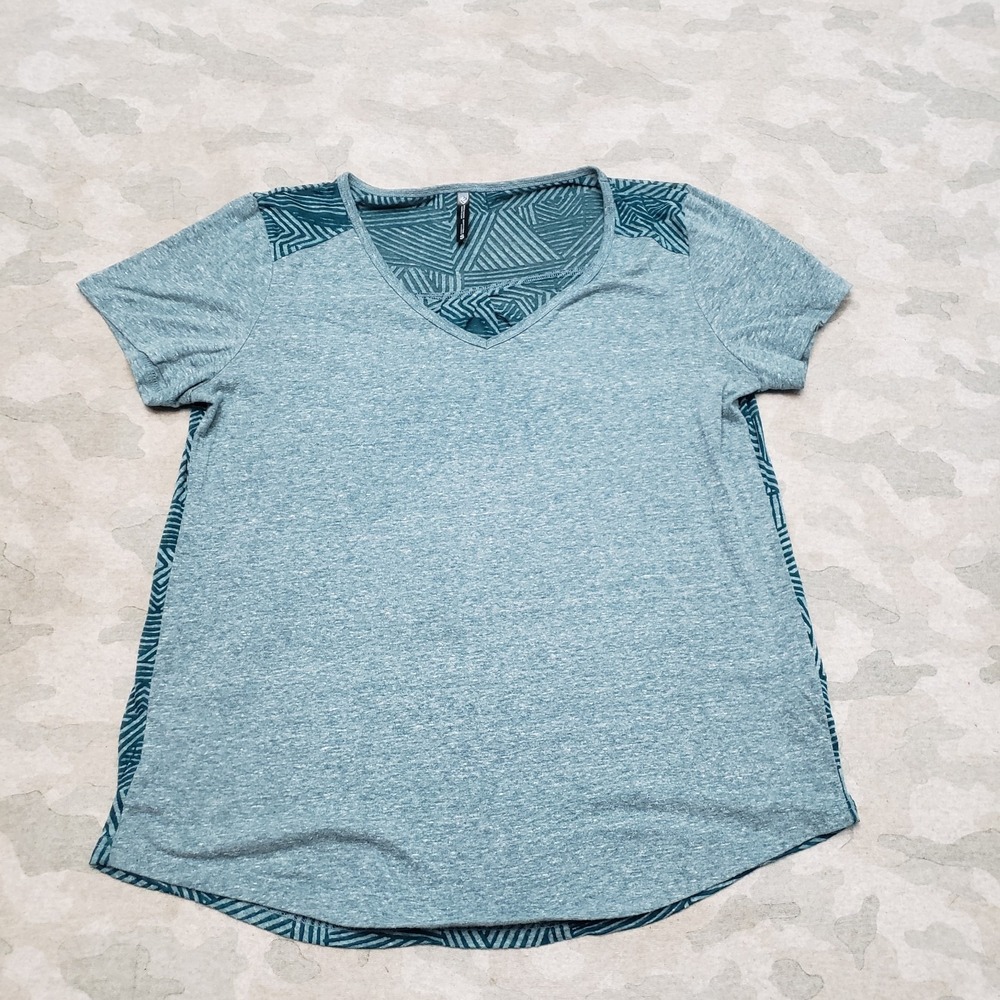Kuhl Top Womens Small Green V-Neck Short Sleeve Outdoors Travel Hiking